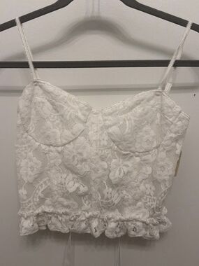 NWT Free People White Floral Lace Corset Top Size Small
